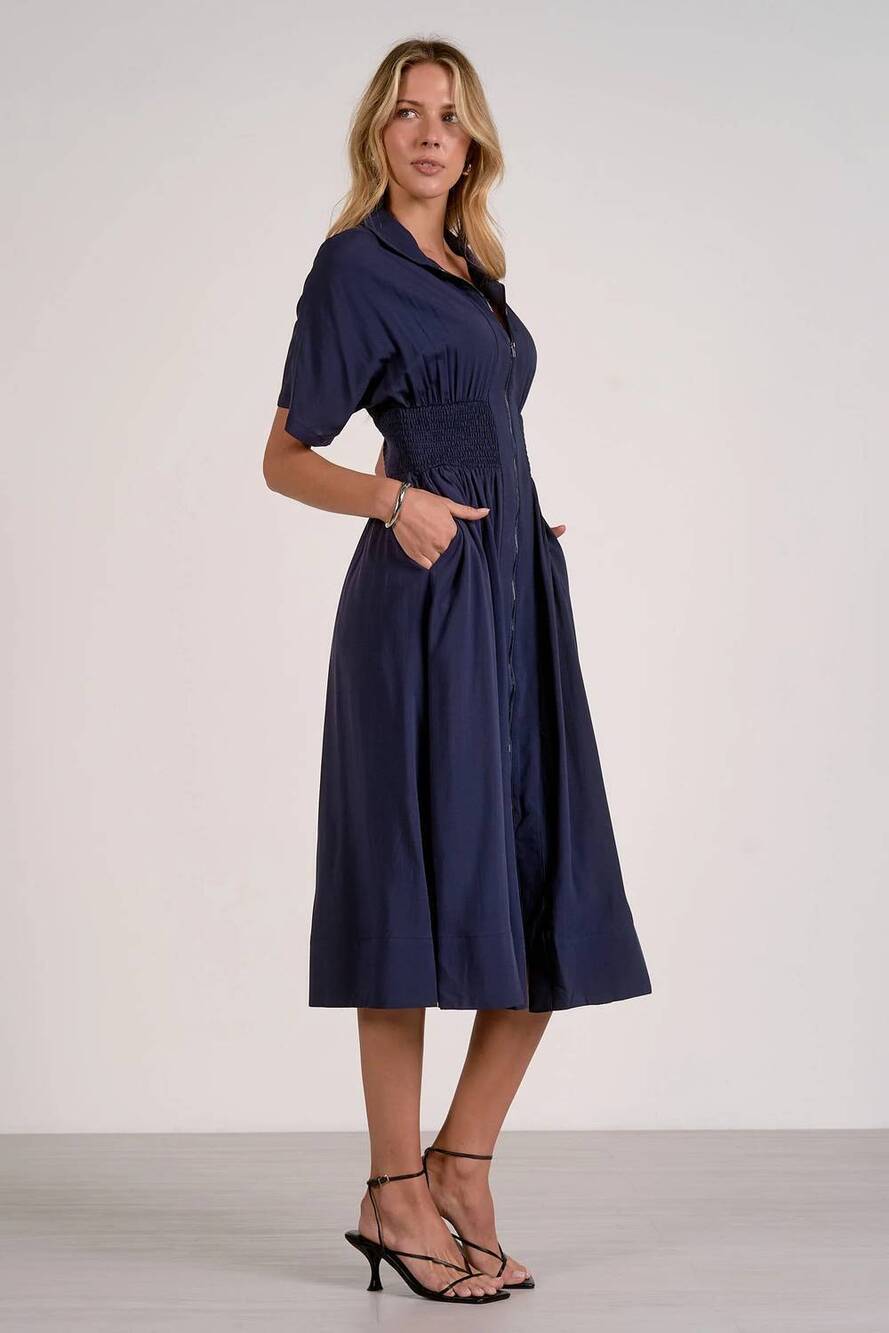 NEW ELAN timeless elegance midi dress in navy - Picture 3 of 6